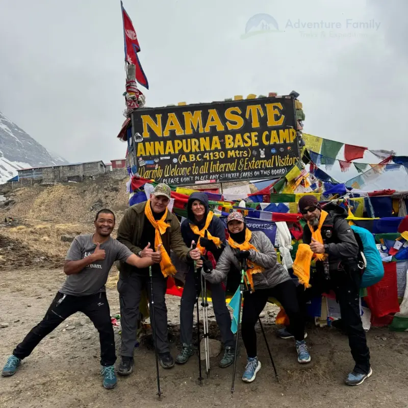 Group of trekkers at Annapurna Base Camp