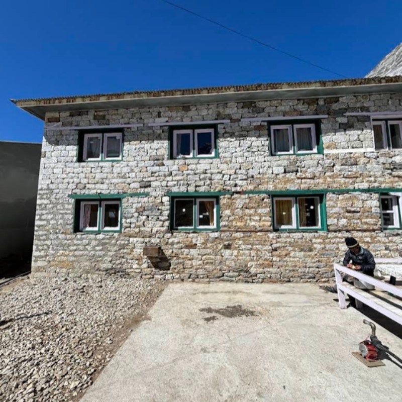 Traditional stone-built Sherpa lodge in Lobuche along the Everest Base Camp trekking route.