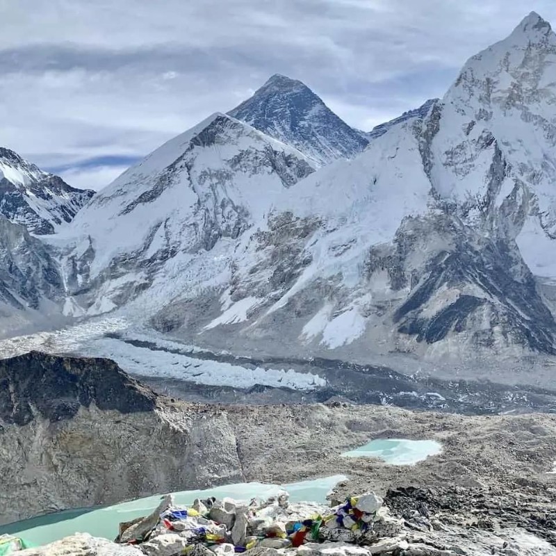 View of Mount Everest and the Khumbu Glacier from Kala Patthar in Nepal.