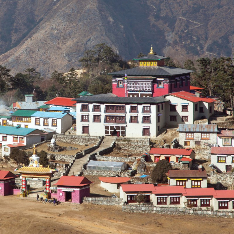 Traditional Tibetan Buddhist architecture of Tengboche Monastery in Nepal’s Everest region